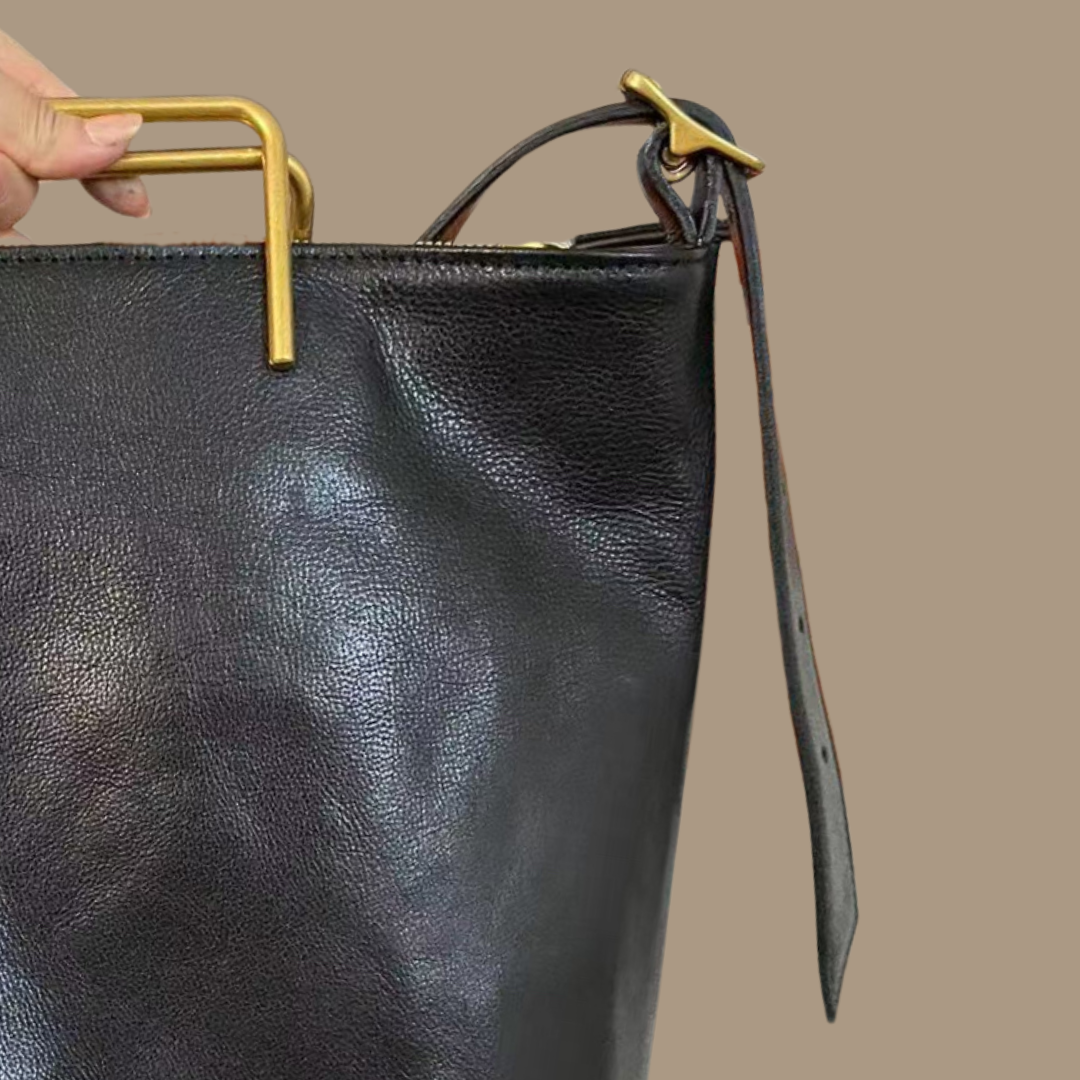 【本革】【予約商品】Large gold handle bag｜ゴールドハンドルラージサイズ