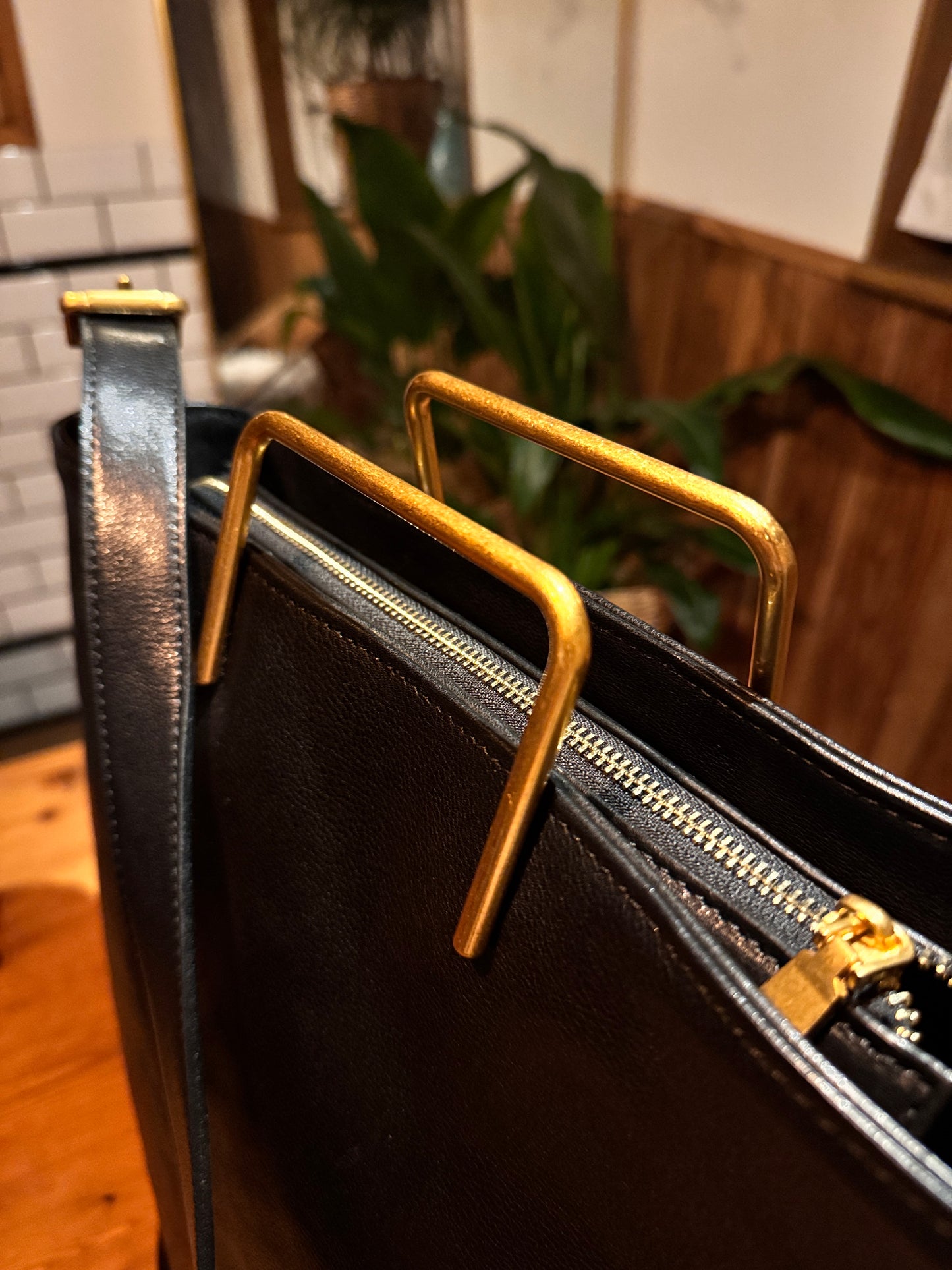 【本革】【予約商品】Large gold handle bag｜ゴールドハンドルラージサイズ
