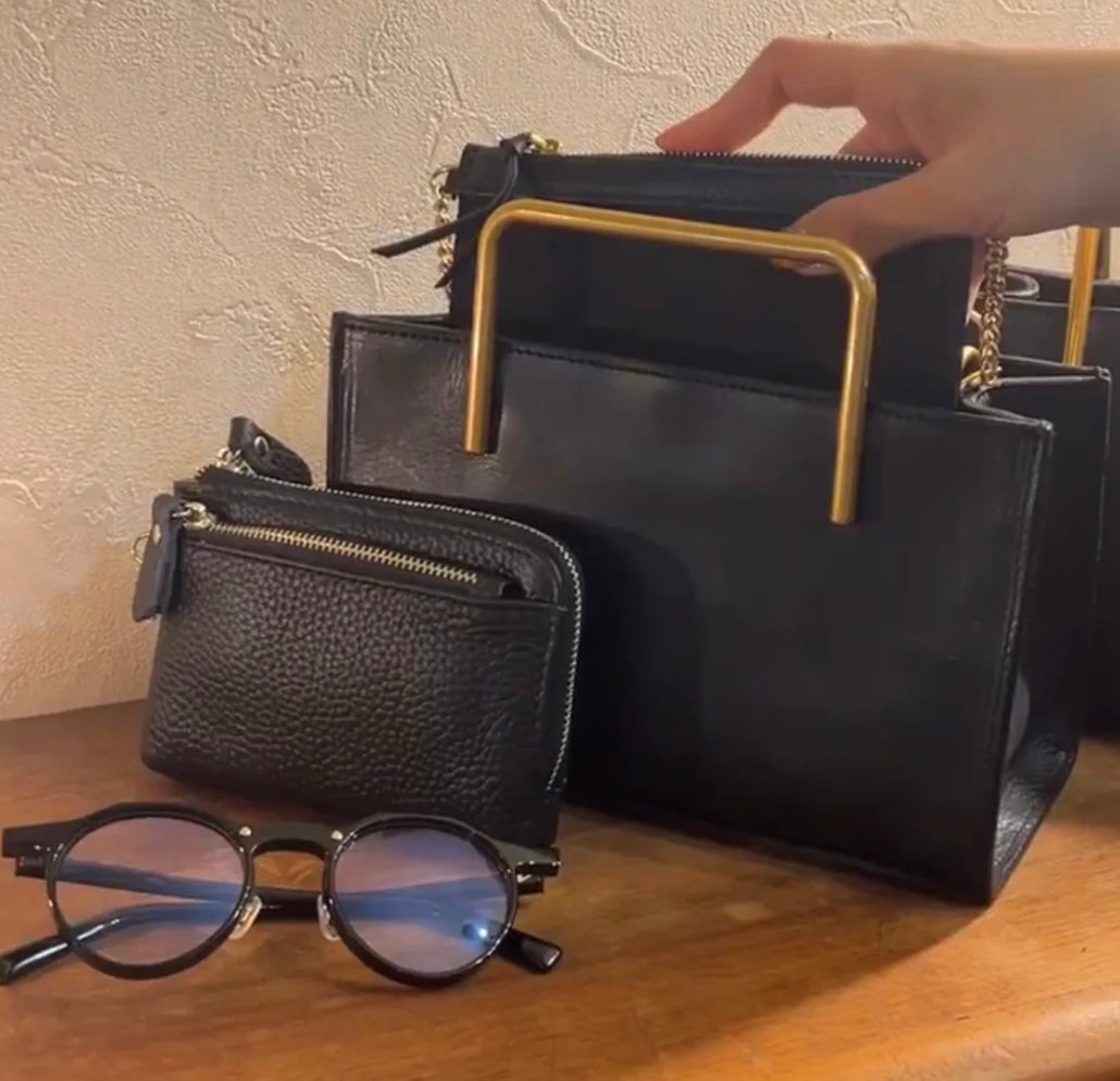 すぐ届く】Black | Wallet gold handle bag – EMMAAURA