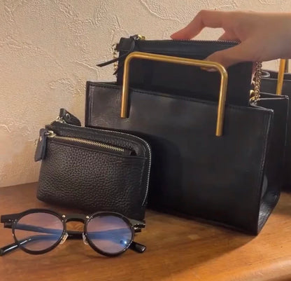 【BLACK】新色入荷✨  Wallet gold handle bag